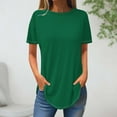 thumbnail image 1 of QUINDOS Tunic Shirts for Girls Summer Green Short Sleeve Womens Plus Size Tops Work Crew Neck Solid Tops, 1 of 3