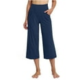 thumbnail image 1 of QUINDOS Wide Leg Cropped Pants for Women High Waist Capris Running Workout Pants, 1 of 7