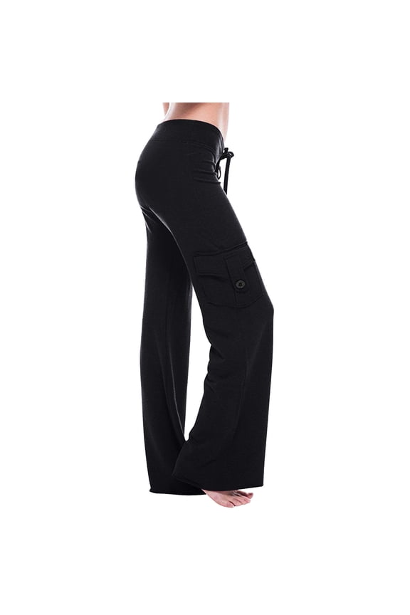Wide Leg Pants for Women Cotton Knit Full Length Pants Casual Loose Drawstring Pants