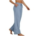 thumbnail image 1 of QUINDOS Wide Leg Womens Pants Full Length High Waisted Casual Trousers Drawstring Loose Pants with Pockets, 1 of 7