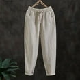 thumbnail image 1 of QUINDOS Women Pants Casual Taper High Waisted Long Trousers Cotton Linen Drawstring Straight Fit Pants with Pockets, 1 of 3