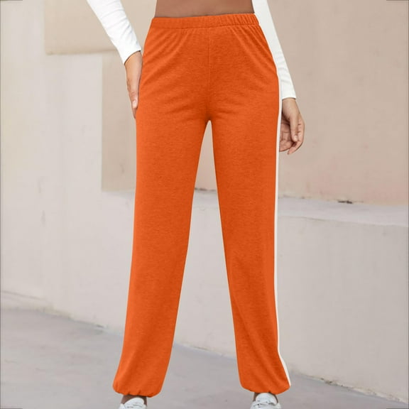 QUINDOS Women Pants Dressy Casual Straight Leg Long High Waisted Sweatpants Loose Pants with Pockets