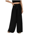 thumbnail image 1 of QUINDOS Women Pants Wide Leg High Waisted Full Length Casual Trousers Drawstring Loose Pants with Pockets, 1 of 5