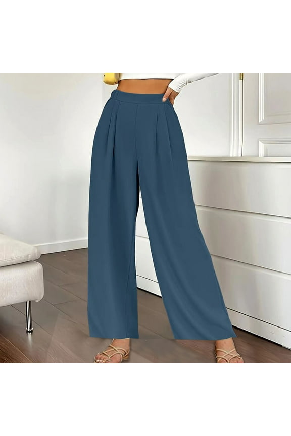 Women's Casual Pants Wide Leg Long High Waisted Trousers Loose Pants