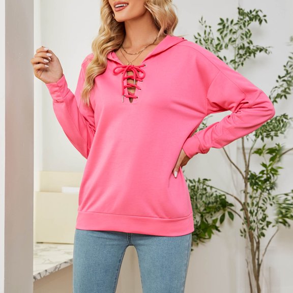 QUINDOS Women's Hoodies and Sweatshirts Lightweight Womens Sweatshirts Plus Size Casual Crew Neck Long Sleeve Plain Pullover Tops