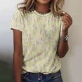 thumbnail image 1 of QUINDOS Women's T Shirt Yellow Summer Short Sleeve Women's Tops Crew Neck Cool Vintage Floral Tops, 1 of 5