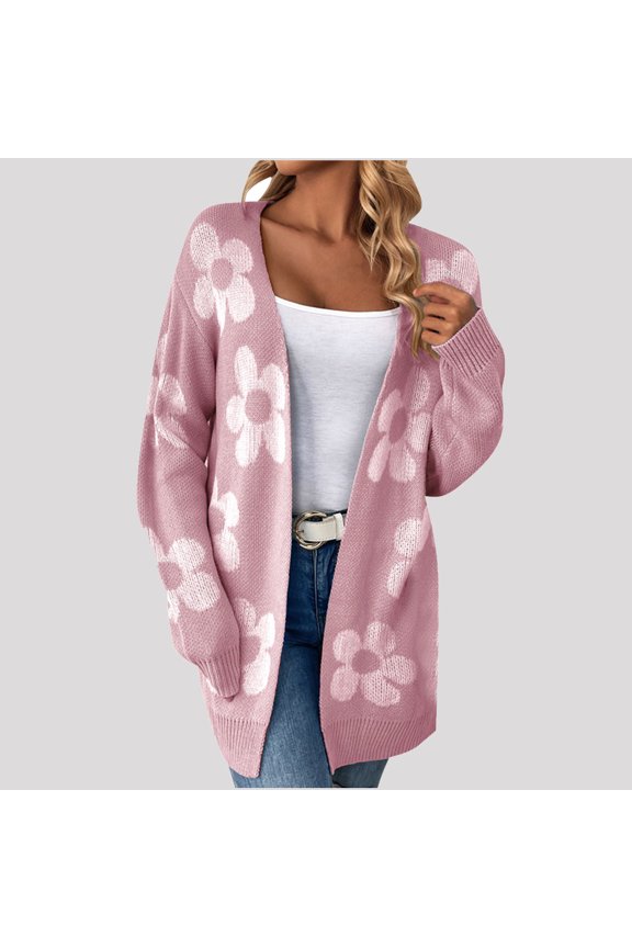 Womens Cardigan Sweaters,Fashion Womens Winter Print Long Sleeve Pullover Tops Sweaters Coat
