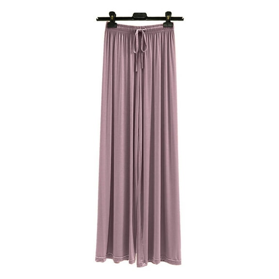 QUINDOS Womens Comfy Pants Wide Leg Long High Waisted Casual Trousers Cotton Blend Pull on Loose Pants with Pockets