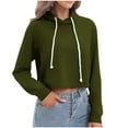 thumbnail image 1 of QUINDOS Cropped Sweatshirts for Women Winter Lightweight Sweatshirts Casual Long Sleeve Solid Pullover Tops, 1 of 8