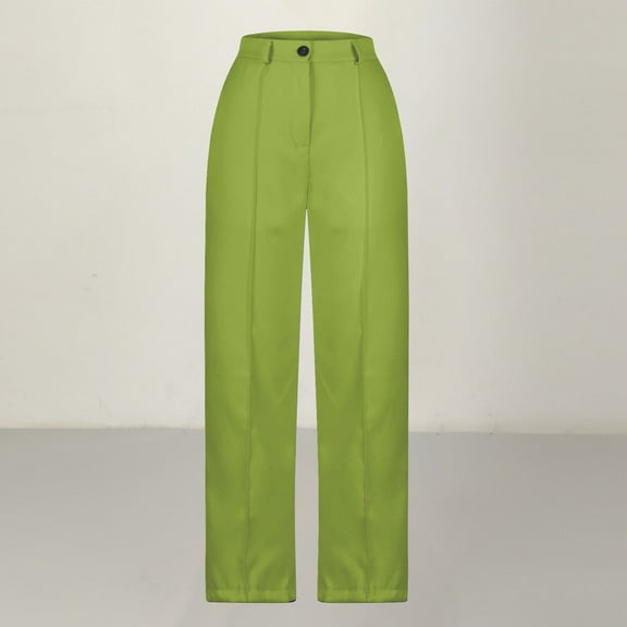 QUINDOS Womens Fall Fashion 2024 Pants Wide Leg Full Length High Waisted Casual Dress Pants Button Relaxed Fit Pants