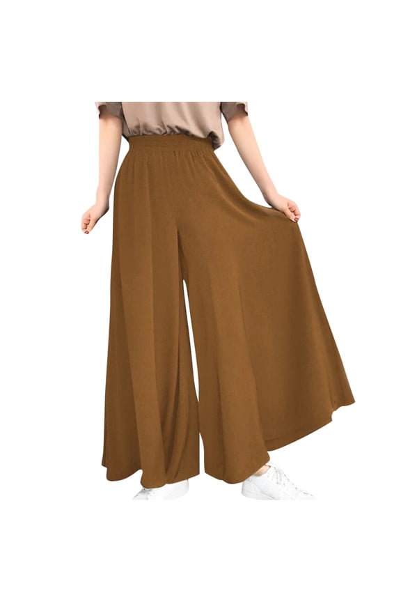 Womens Fall Pants Wide Leg Long High Waisted Casual Pants Plus Size Loose Trousers with Pockets