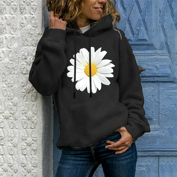 QUINDOS Womens Hoodies Womens's Sweatshirts Casual Long Sleeve Graphic Crew Neck Pullover Tops