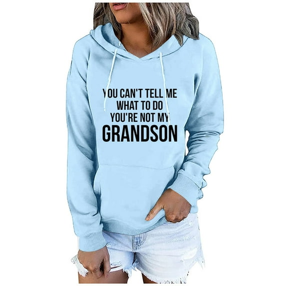 QUINDOS Womens Hoodies Pullover Letter Womens Sweatshirts Casual Long Sleeve Graphic Crew Neck Pullover Tops