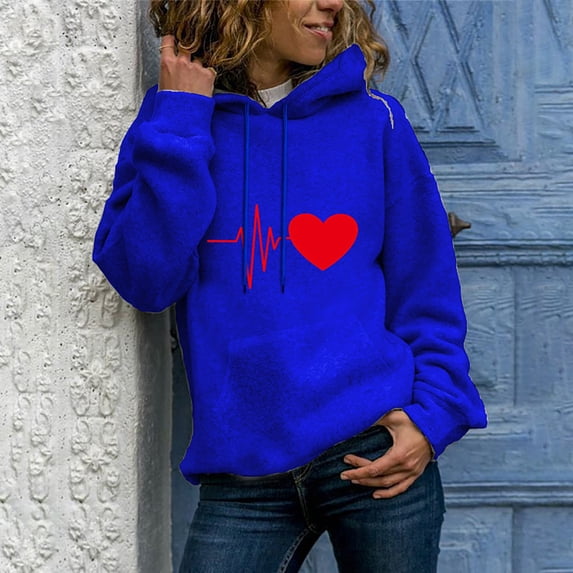 QUINDOS Womens Hoodies Pullover Sweatshirts for Women Casual Long Sleeve Graphic Crew Neck Pullover Tops