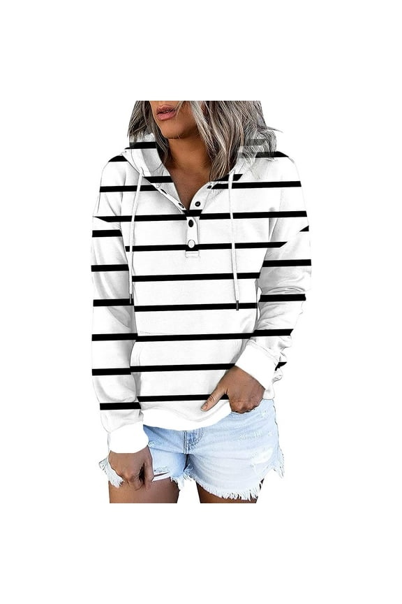 Womens Hoodies with Zippers Zip up Quarter Zip Striped Womens Sweatshirts Casual Crew Neck Long Sleeve Graphic Pullover Tops