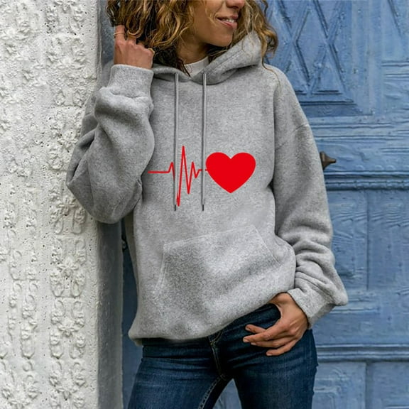 QUINDOS Womens Hoodies with Zippers Women's Fashion Hoodies Casual Graphic Long Sleeve Crew Neck Pullover Tops