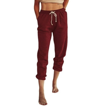 QUINDOS Womens Pants Casual Straight Leg High Waisted Long Trousers Drawstring Loose Fit Pants