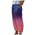 thumbnail image 1 of QUINDOS Womens Pants Straight Leg High Waisted Long Casual Pants Elastic Waist Plaid Loose Trousers, 1 of 2
