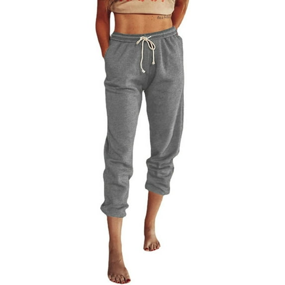 QUINDOS Womens Pants Straight Leg Long High Waisted Casual Pants Drawstring Loose Fit Trousers