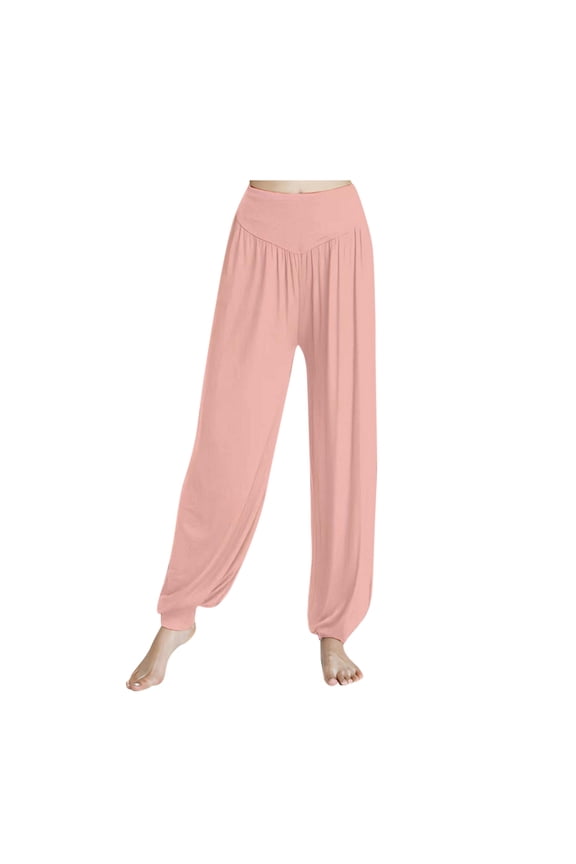 Womens Pants Taper Long High Waisted Casual Pants Cotton Blend Loose Trousers with Pockets