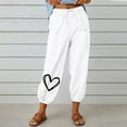 thumbnail image 1 of QUINDOS Womens Pants Trendy Taper High Waisted Ankle Length Outerwear Sweatpants Cotton Linen Heart Print Athletic Fit Pants with Pockets, 1 of 6