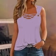 thumbnail image 1 of QUINDOS Womens Shirts Summer Yoga Purple Solid Color Camisole Sleeveless T-shirt Loose Tank Tops Womens Tank Tops, 1 of 5