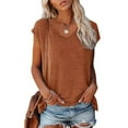 thumbnail image 1 of QUINDOS Womens Shirts Yoga Coffee Fashion Causal V-Neck Solid Blouse Sleeveless T-Shirt Summer Tops Womens Tank Tops, 1 of 6