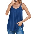 thumbnail image 1 of QUINDOS Womens T Shirts Blue Gym Summer Solid Color Adjustable Camisole Loose Sleeveless Round Neck Camisole Tank Tops for Women, 1 of 6