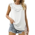 thumbnail image 1 of QUINDOS Womens Tank Tops 2025 Basic White Fashion Round Neck Sleeveless Blouse T-Shirt Solid Summer Tops Blouse Camisoles Camisoles for Women 2025, 1 of 7