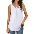 thumbnail image 1 of QUINDOS Womens Tank Tops Summer White Workout Fashion Solid Sleeveless Vest T-shirt Blouse Round Neck Casual Tops Womens Camisoles Plus Size, 1 of 7