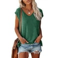 thumbnail image 1 of QUINDOS Womens Tank Tops Workout Green Fashion Causal V-Neck Solid Blouse Sleeveless T-Shirt Summer Tops Camisoles for Women Plus Size, 1 of 6