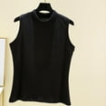 thumbnail image 1 of QUINDOS Womens Tank Tops Cotton Summer Black Gym Solid Round Neck Half High Collar Sleeveless Round Neck Womens Camisoles, 1 of 3
