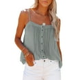 thumbnail image 1 of QUINDOS Womens Tank Tops Gray Gym Summer Fashion Casual Button Sleeveless Shirts Round-Neck Solid Tank Tops Blouse Vest Womens Camisoles, 1 of 6