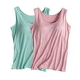 thumbnail image 1 of QUINDOS Womens Tank Tops Mint Green Summer Gym Ladies 2pc Camisole With Chest Pad No Steel Rings Bottom Underwear Yoga Sports Tank Camisoles for Women Plus Size, 1 of 4