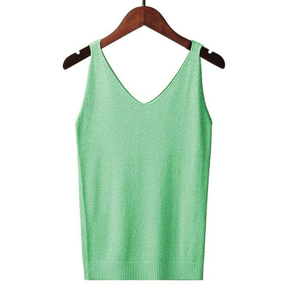 QUINDOS Womens Tank Tops Plus Size Army Green Ribbed Cotton Ladies Summer Printed Sleeveless Round Neck Tank Tops Round Neck Tank Top Camisoles for Women