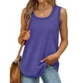 thumbnail image 1 of QUINDOS Womens Tank Tops Plus Size Clearance Purple Exercise Summer Solid Color Round Neck Sleeveless Casual Tee Tank Womens Camisoles, 1 of 5