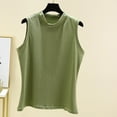 thumbnail image 1 of QUINDOS Womens Tank Tops Plus Size Cotton Summer Green Exercise Solid Round Neck Half High Collar Sleeveless Round Neck Camisoles for Women Plus Size, 1 of 3