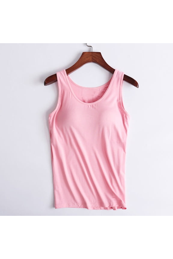 Womens Tank Tops Plus Size Pink Summer Ribbed Ladies Camisole With Chest Pad No Steel Rings Bottom Underwear Yoga Sports Vest Womens Camisoles