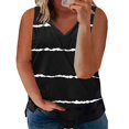 thumbnail image 1 of QUINDOS Womens Tank Tops Plus Size Summer Black Exercise Casual Plus-Size V-Neck Striped Sleeveness Tops Loose Vest Blouses Womens Camisoles, 1 of 6