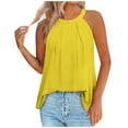 thumbnail image 1 of QUINDOS Womens Tank Tops Plus Size Yellow Summer Ribbed Printed Round Neck Pullover Fashionable Casual Round Neck Strap Button Tops Camisoles for Women, 1 of 2
