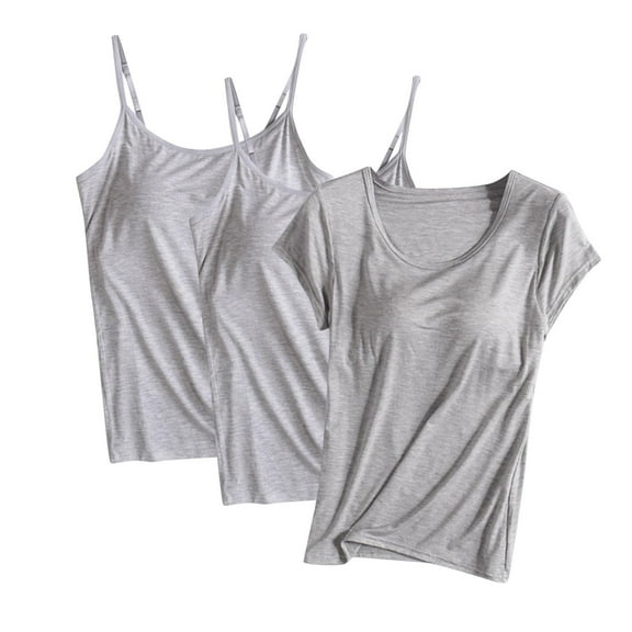QUINDOS Womens Tank Tops Summer Athletic 3 Pack Camisoles for Women Pack Sleeveless MultiPack Running Strap Crew Neck Cami Shirts Loose Solid Color Undershirts