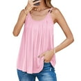 thumbnail image 1 of QUINDOS Womens Tank Tops Summer Pink Gym Solid Color Adjustable Camisole Loose Sleeveless Round Neck Camisole Camisoles for Women Plus Size, 1 of 6