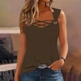 thumbnail image 1 of QUINDOS Womens Tops Brown Summer Ribbed Solid Color Camisole Sleeveless T-shirt Loose Tank Tops Womens Tank Tops, 1 of 5