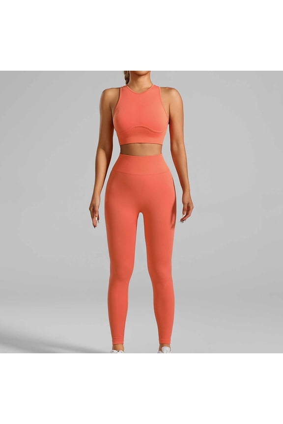 Yoga Pants for Women Set 2 Piece Workout Tank Tops and Full Length Tummy Control Sliming Leggings