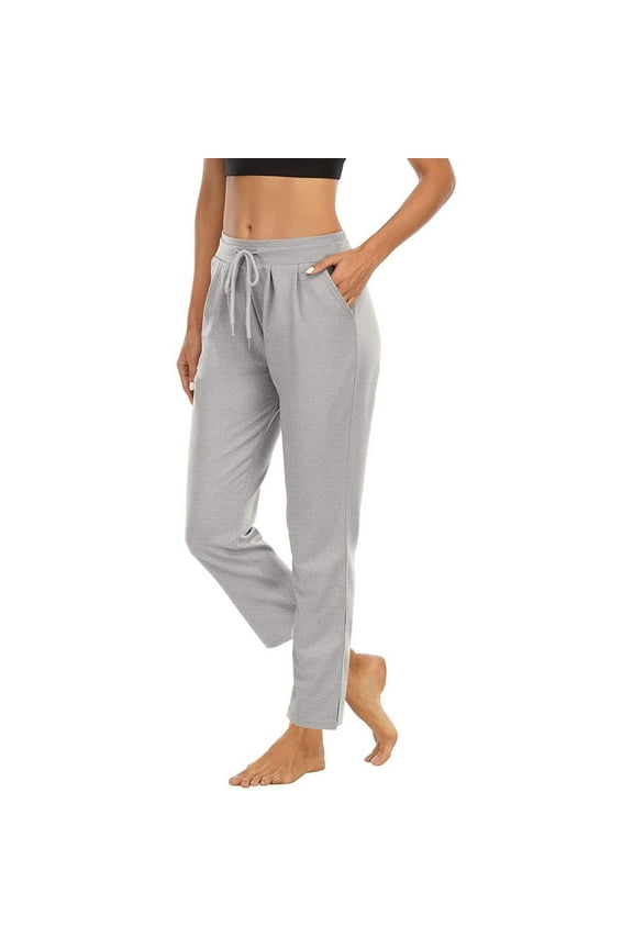 Yoga Pants for Women with Pockets High Waist Straight Leg Drawstring Running Pants