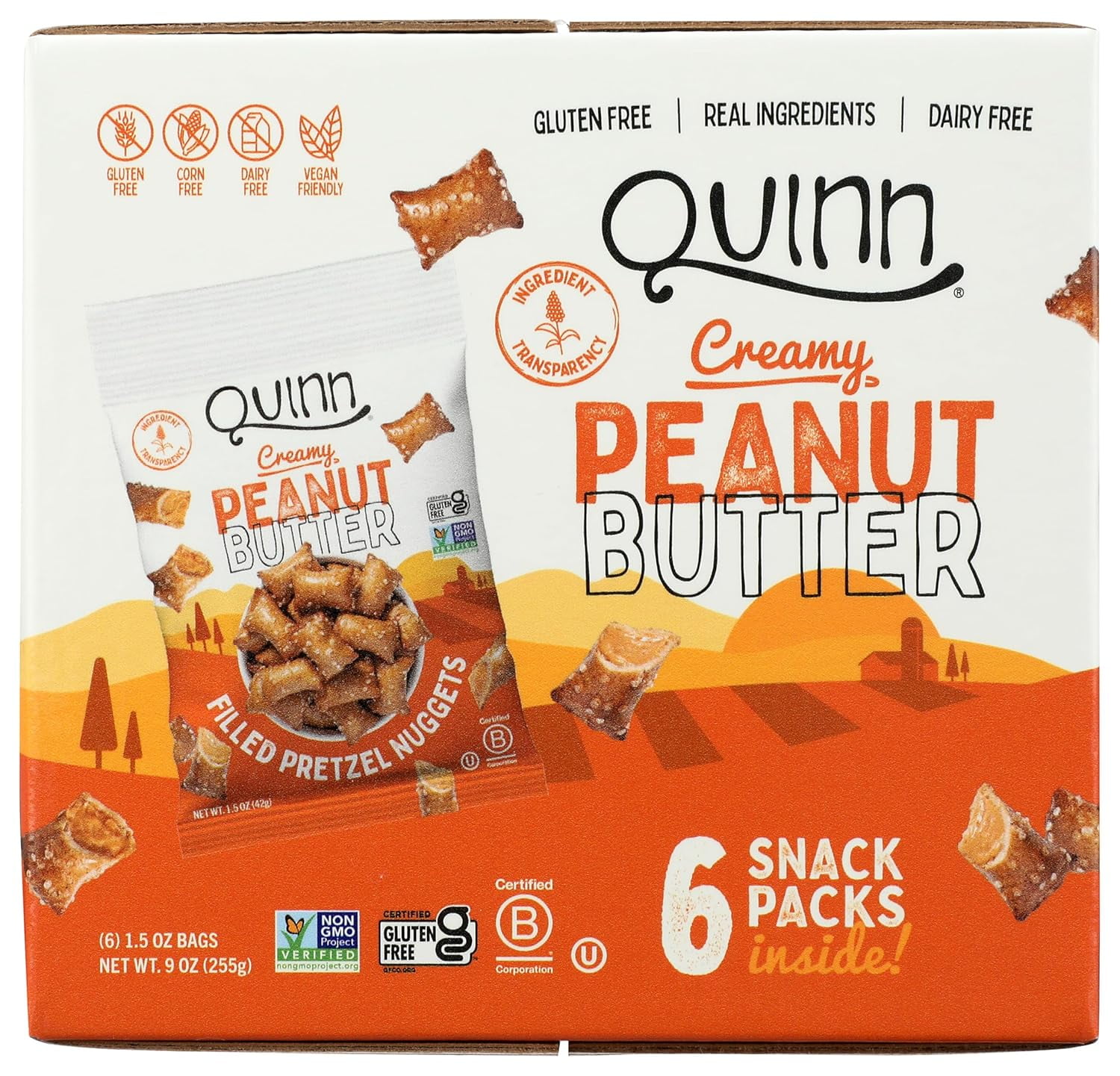 QUINN Peanut Butter Filled Pretzel Nuggets Snack Pack, 1.5 OZ