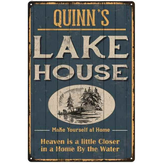 QUINN'S Lake House Blue Cabin Home Decor Gift 8x12 Metal 208120038386