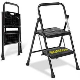 Elevon High Capacity Foldable Metal 4-Step Stool with Wide Anti
