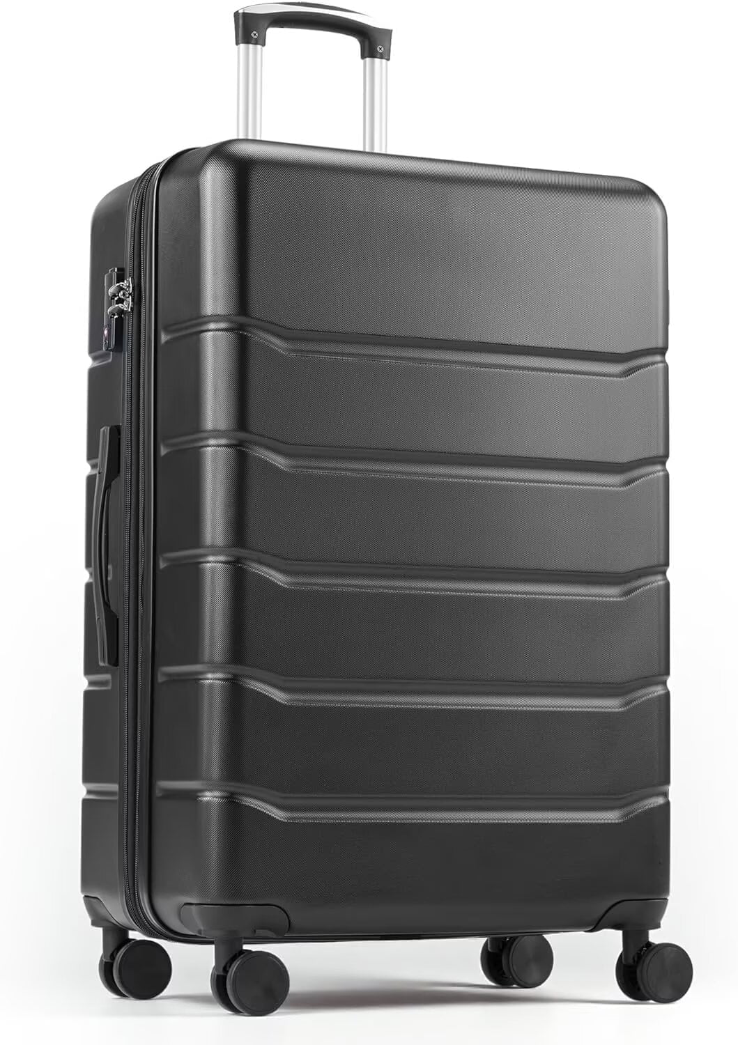 QUIOCOZY 20-inch Hardside Carry-On Luggage, Hard Shell Lightweight Expandable Suitcase with Spinner Wheels and TSA Lock, Black