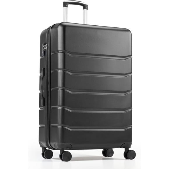 QUIOCOZY 24-inch Hardside Luggage, Hard Shell Lightweight Expandable Suitcase with Spinner Wheels and TSA Lock, Black